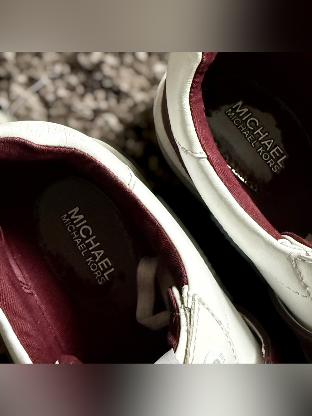 MICHAEL KORS Emmett Platform Sneaker Off-White & Burgundy Size 7 Women - Picture 13 of 14